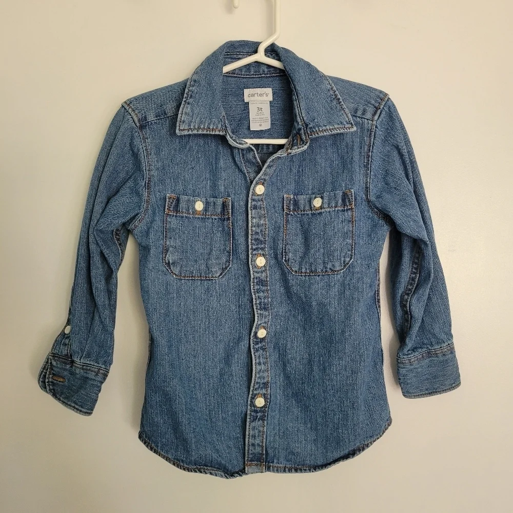 Carter's Toddler 3T Denim Button Long Sleeve Shirt